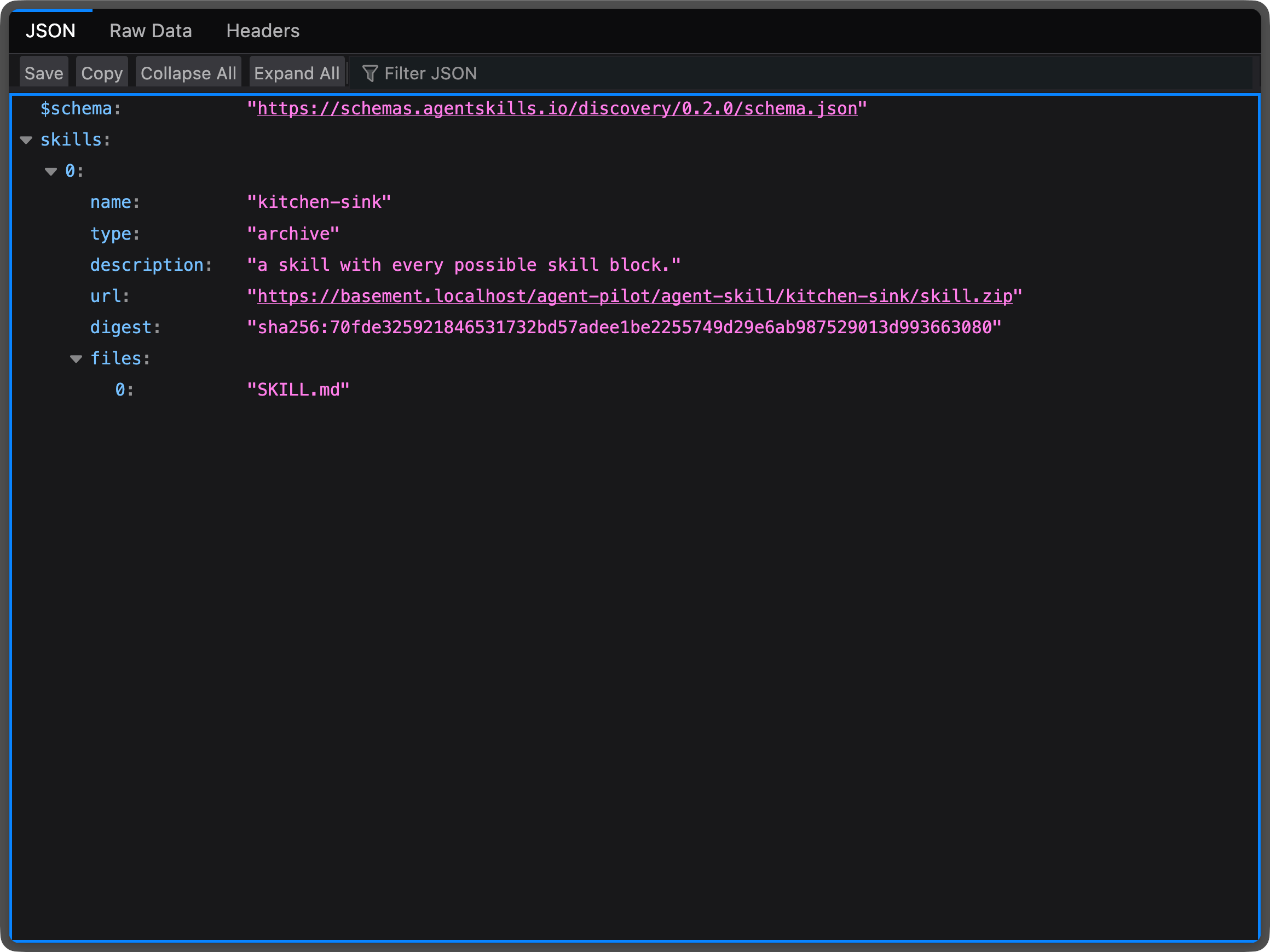 Agent skill list via .well-known/agent-skills/index.json with Agent Pilot for WordPress
